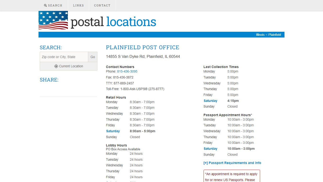 Post Office in Plainfield, IL - Hours and Location - Postal Locations